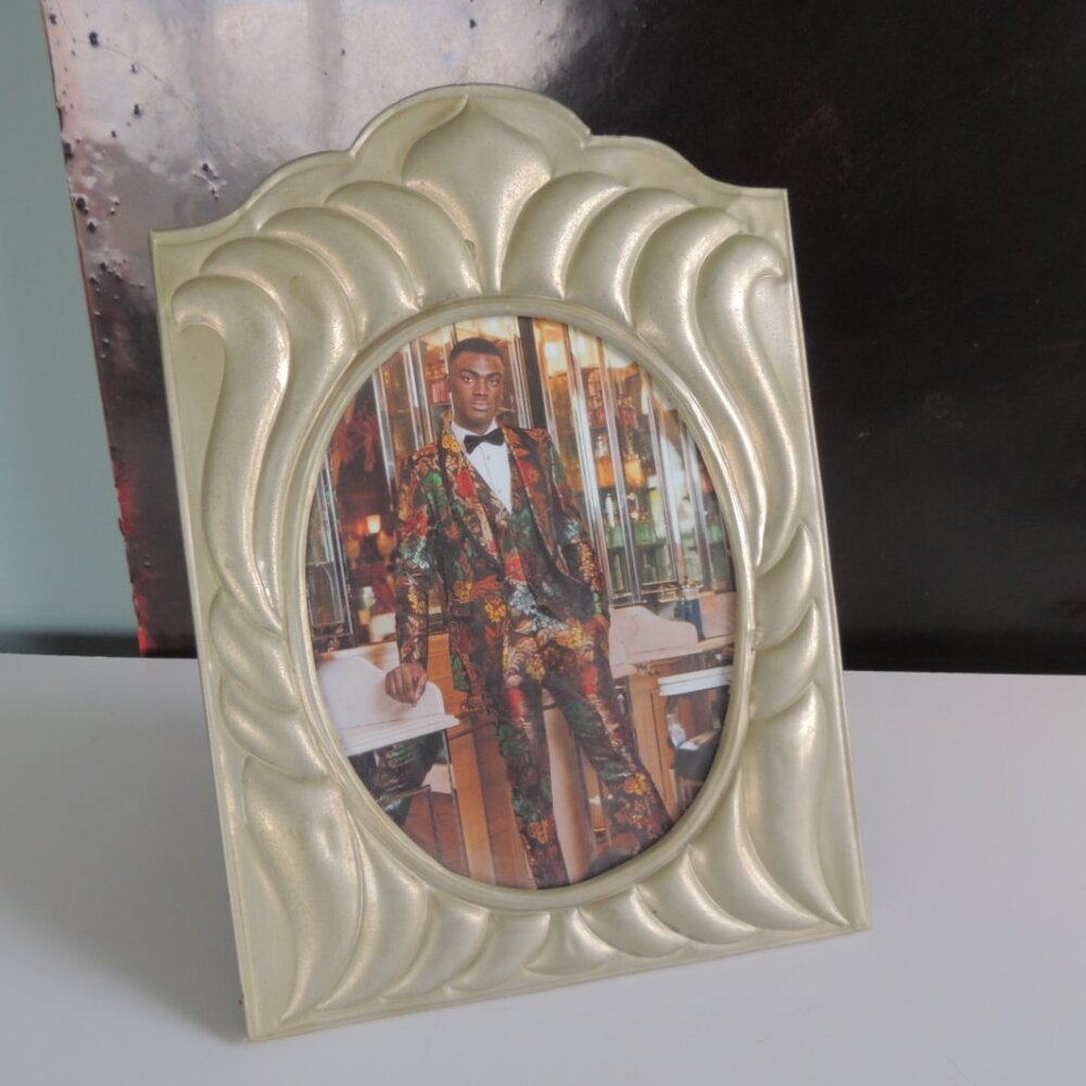 Large Vintage Mexican Tin Sheet Metal Picture Frame